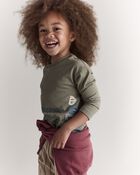 Toddler 'Rock Collector' Long-Sleeve Relaxed Graphic Tee - Olive, image 5 of 7 slides