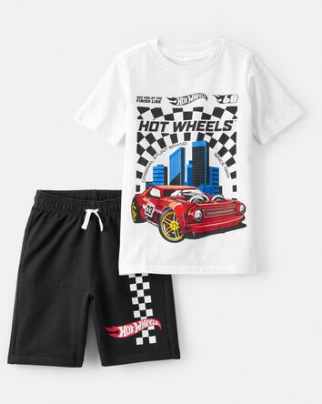 Boys 2-Piece Hot Wheels Outfit Set - White/Black, 