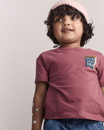 Toddler 'Hold My Juice Box' Short-Sleeve Relaxed Graphic Tee - Burgundy, 