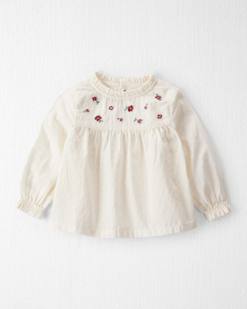 Baby Girl Organic Cotton Floral Print Long-Sleeve Top, image 1 of 4 slides