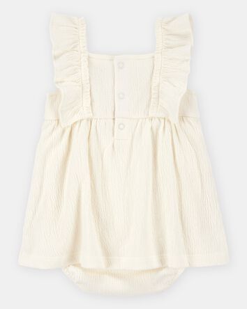 Baby Floral Flutter Bodysuit Dress - Ivory, 