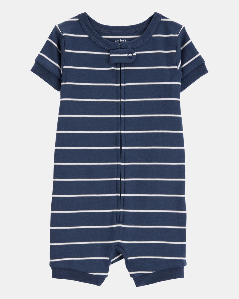 Toddler Boy Striped Snug Fit Cotton 1-Piece Pajamas - Navy, image 1 of 4 slides