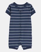 Toddler Boy Striped Snug Fit Cotton 1-Piece Pajamas - Navy, image 1 of 4 slides
