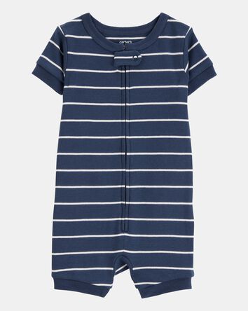 Toddler Boy Striped Snug Fit Cotton 1-Piece Pajamas - Navy, 