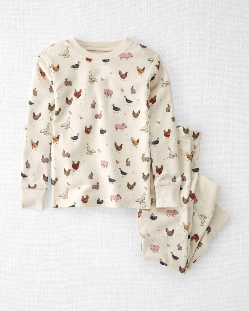 Toddler Organic Cotton Pajamas in Farm Friends Print, image 1 of 4 slides