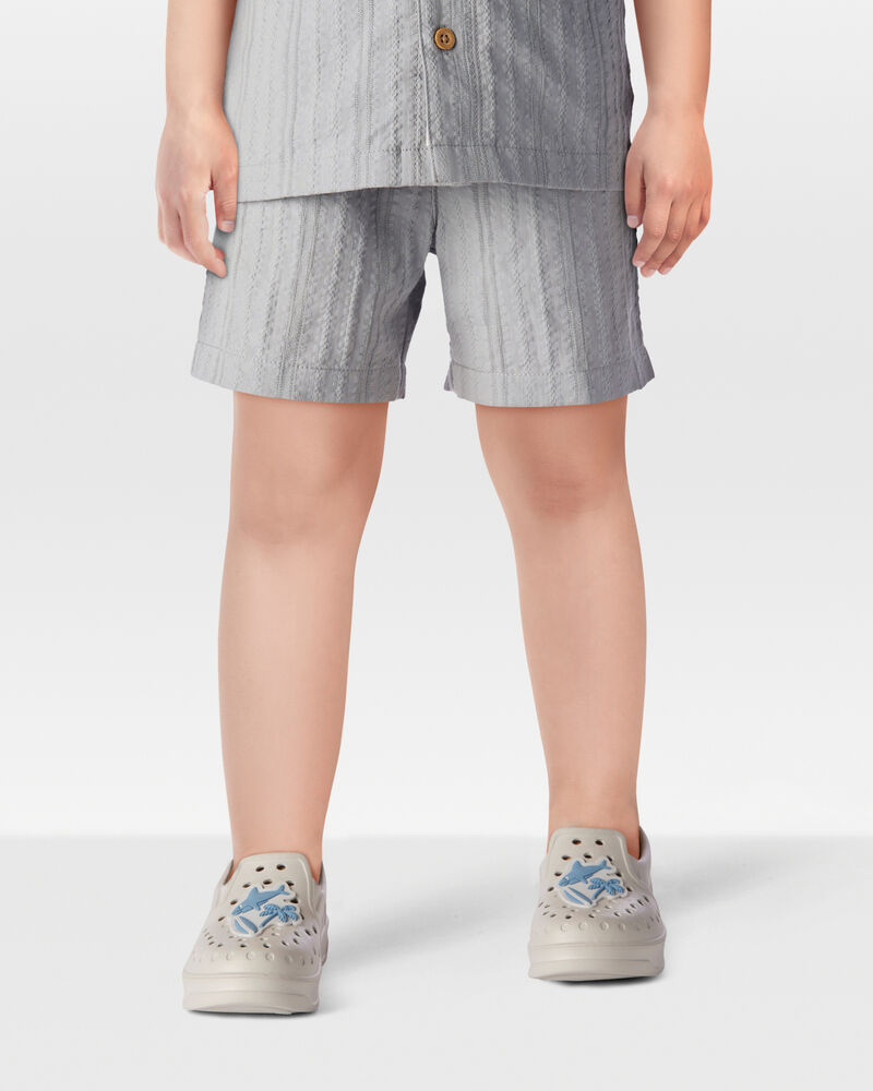 Toddler 2-Piece Seersucker Button-Down Shirt & Drawstring Shorts Set - Grey, image 9 of 9 slides