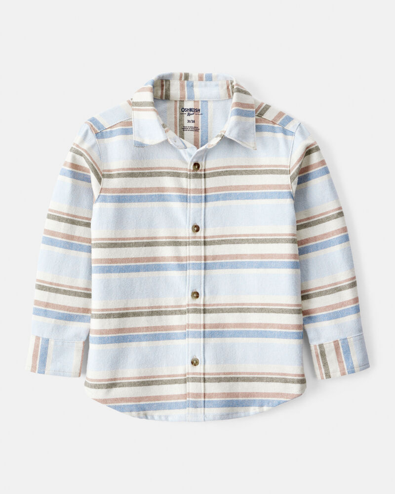 Toddler Boy Striped Cotton Long-Sleeve Button-Down Shirt, image 1 of 3 slides