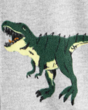 Boys Dinosaur Loose Fit Long-Sleeve Zip-Up 1-Piece Pajamas - Grey, 