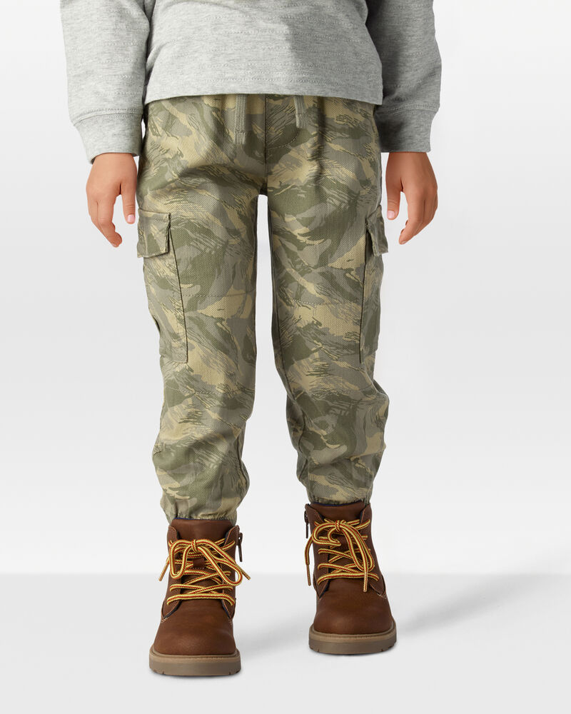 Toddler Boy Cotton Camo Fashion Cargo Pants - Green, image 3 of 7 slides