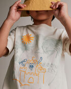 Toddler Relaxed Graphic Tee in Beach Print - Cream, image 3 of 6 slides