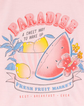 Girls 2-Piece Fruit Print Loose Fit Pajamas, 