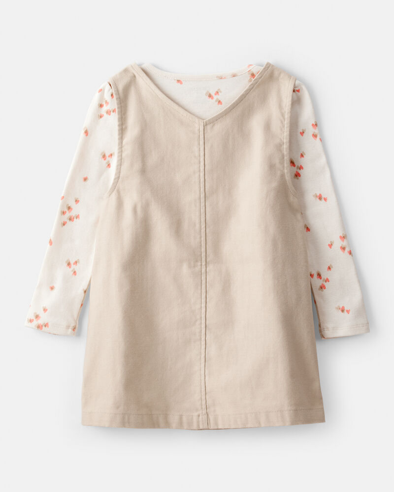 Toddler Girl 2-Piece Heart Print Cotton Long-Sleeve Dress - Brown, image 2 of 6 slides