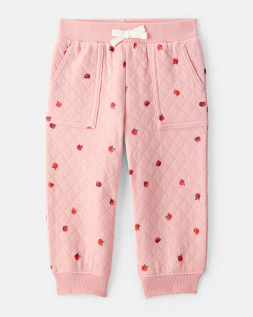 Baby 2-Piece Apple Print Doubleknit Pant Set - Pink, 