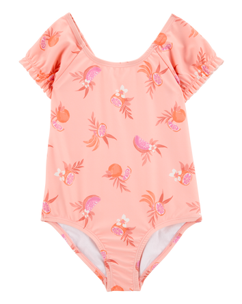 Toddler Girl 1-Piece Fruit Swimsuit - Coral, 