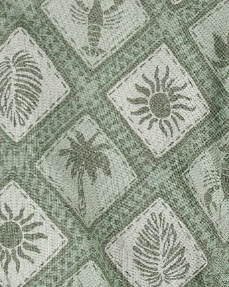 Baby Tile Print Drawstring Shorts - Green, image 3 of 4 slides