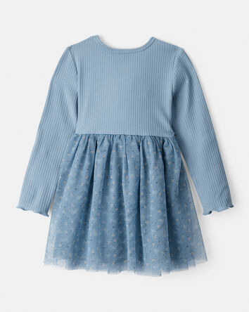 Toddler Girl Floral Print Long-Sleeve Dress - Blue, 