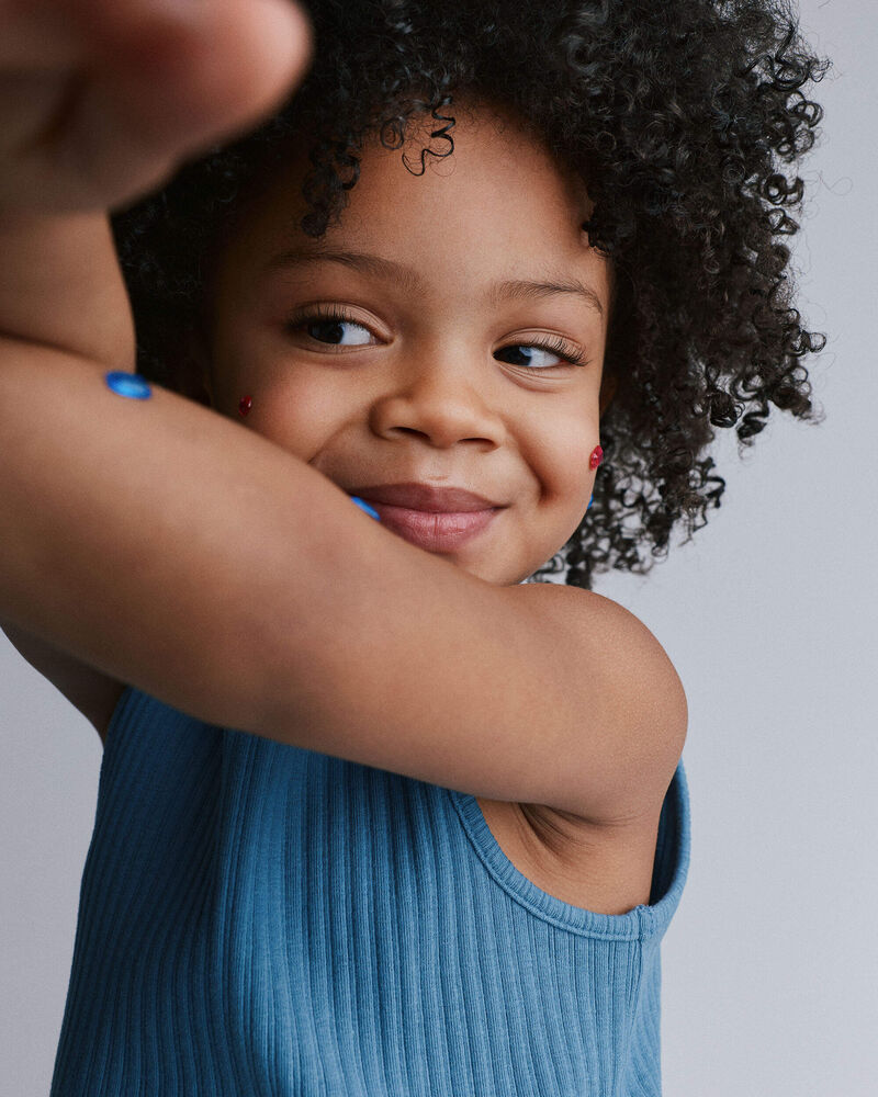Toddler Girl Ribbed Playtime Tank Top - Blue, image 4 of 5 slides