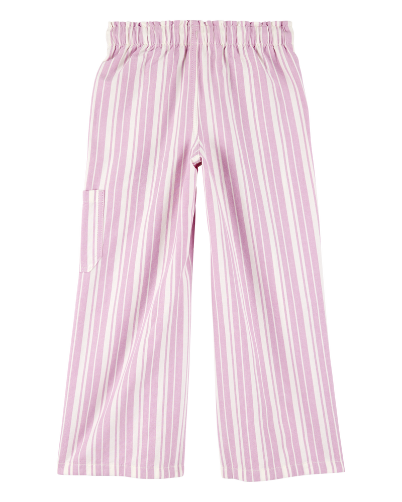 Kid 2-Piece Striped Peplum Top & Drawstring Pants Set - Pink/White, image 6 of 7 slides