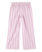 Kid 2-Piece Striped Peplum Top & Drawstring Pants Set - Pink/White, image 6 of 7 slides