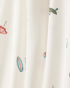 Baby Camp Print Zip-Up PurelySoft Footless 1-Piece Pajamas - Ivory, image 2 of 5 slides