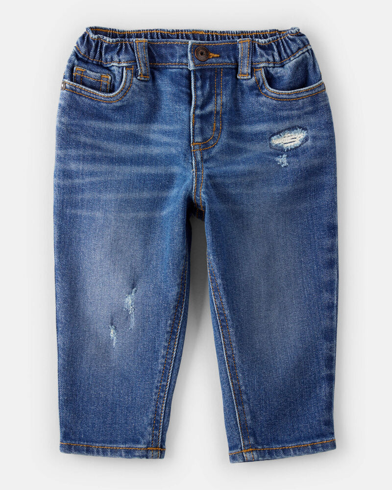 Baby Boy  Tapered Distressed Denim Jeans - Medium Wash, image 1 of 4 slides
