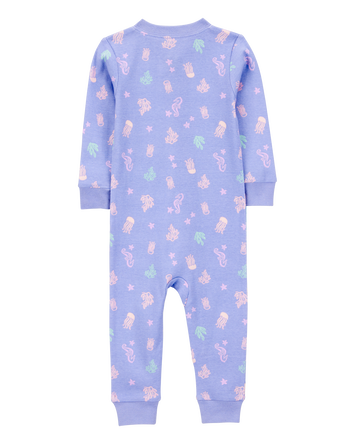 Baby Girl 1-Piece Jellyfish 100% Snug Fit Cotton Footless Pajamas - Blue, 