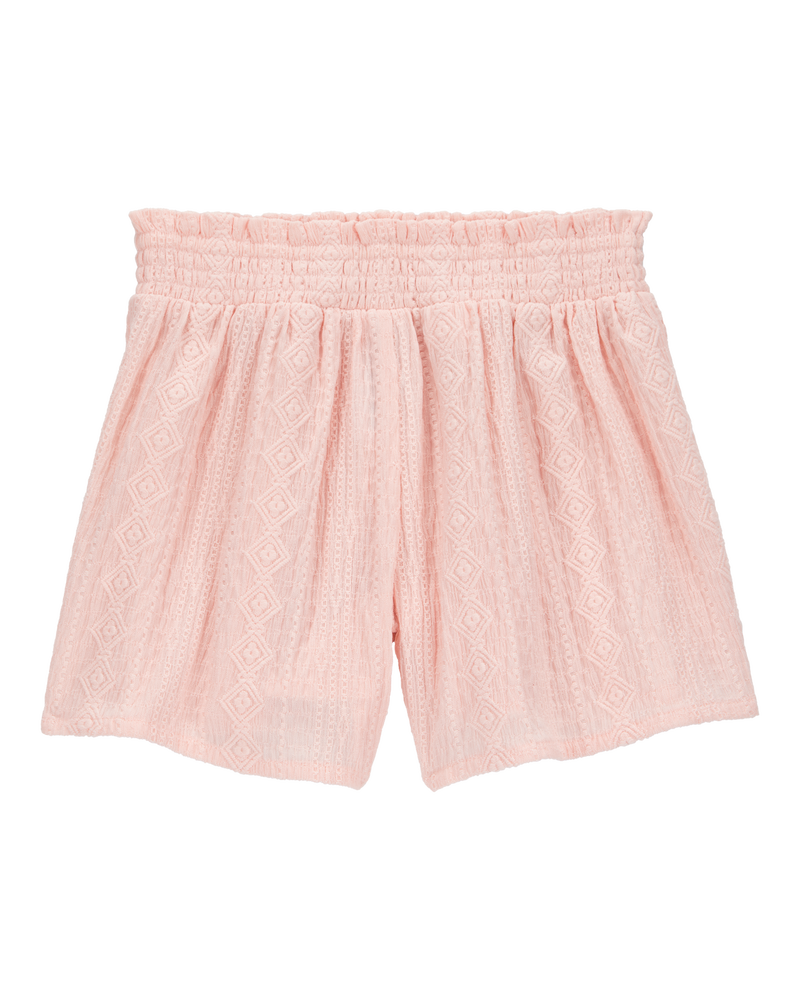 Kid 2-Piece Ruched Textured Tank & Pull-On Smocked Shorts Set - Pink, image 5 of 7 slides