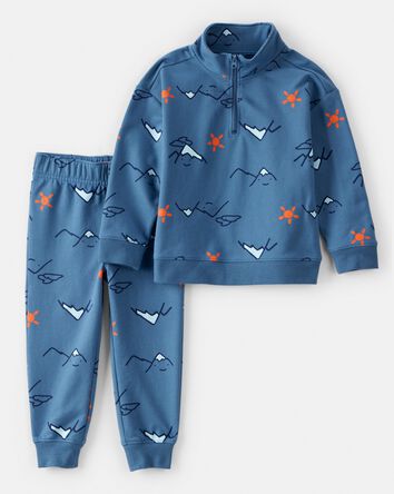 Toddler Boy 2-Piece Mountain Quarter-Zip & Jogger Set - Blue, 