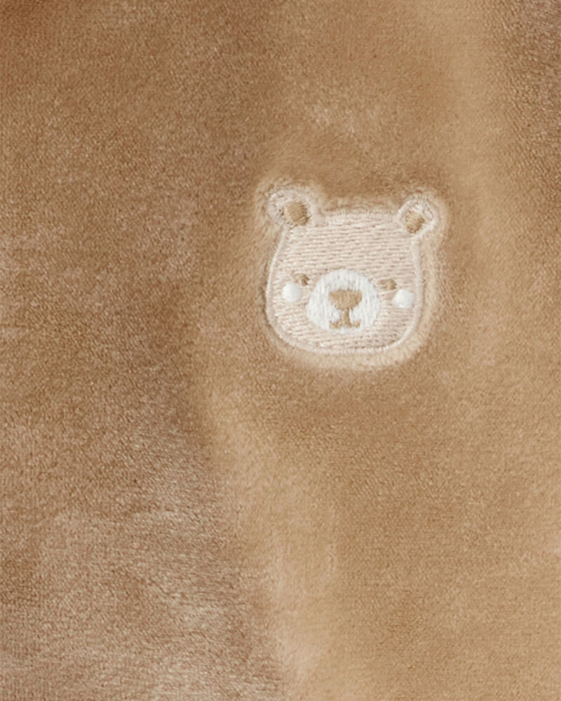 Baby Girl Bear Velour Hoodie & Pant Set - Brown, image 3 of 4 slides