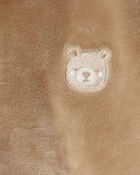 Baby Girl Bear Velour Hoodie & Pant Set - Brown, image 3 of 4 slides