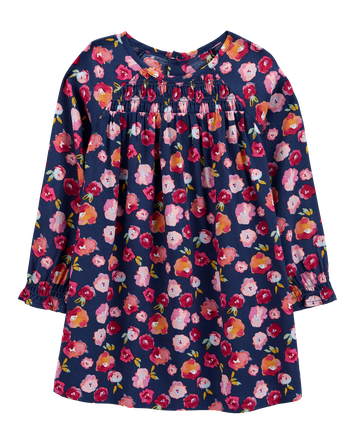 Toddler Navy Flower Babydoll Dress, 