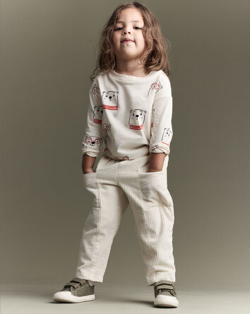 Toddler Boy Corduroy Pocket Pant - Cream, 