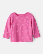 Baby Girl Snowflake Print Long-Sleeve Pocket Tee - Pink, image 1 of 3 slides