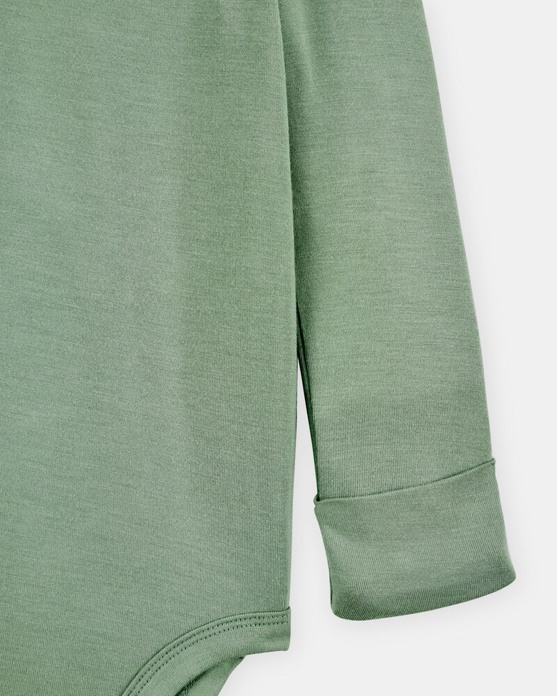 Baby 2-Pack Long-Sleeve PurelySoft Bodysuits - Green/Ivory, image 2 of 6 slides