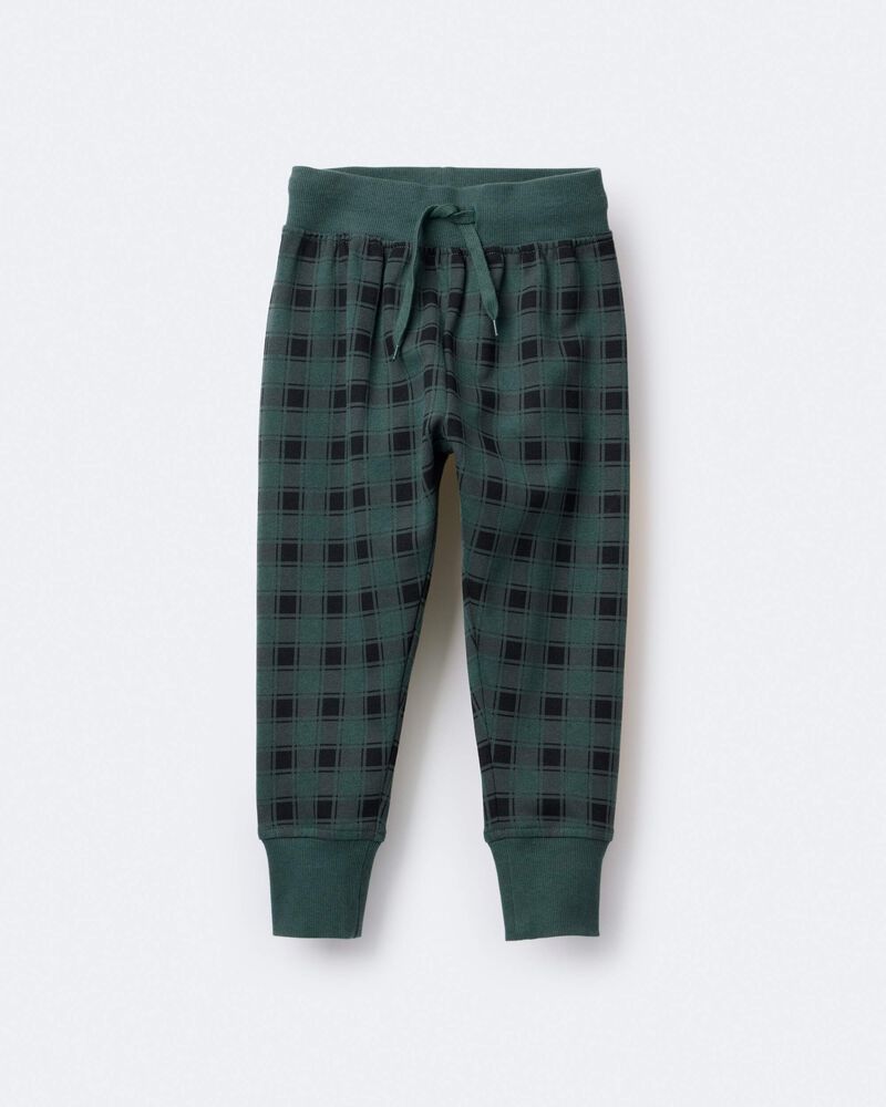 Toddler No-Seam Jogger Pant in Plaid - Green/Black, image 2 of 7 slides