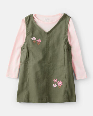 Toddler Girl 2-Piece Cotton Long-Sleeve Dress - Green, 