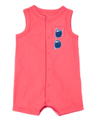 Baby Boy Sunglasses Snap-Up Romper - Coral, image 1 of 3 slides