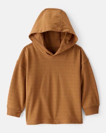 Baby Boy Cotton Long-Sleeve Hooded Top - Brown, 