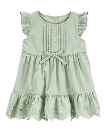 Baby Textured Eyelet Dress- Green, 