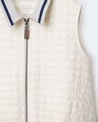 Toddler Quilted Zip-Up Collard Vest - Cream, image 7 of 7 slides