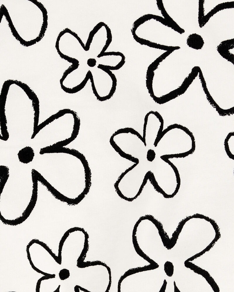 Toddler 2-Piece Floral Top & Pant Set - White/Black, image 2 of 3 slides