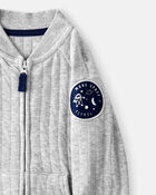 Baby Boy Space Quilted Long-Sleeve Jumpsuit - Grey, image 2 of 4 slides