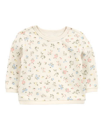 Baby Girl Floral French Terry Pullover - Ivory, 