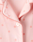 Toddler 2-Piece Polka Dot Coat-Style Pajamas - Pink, image 2 of 4 slides