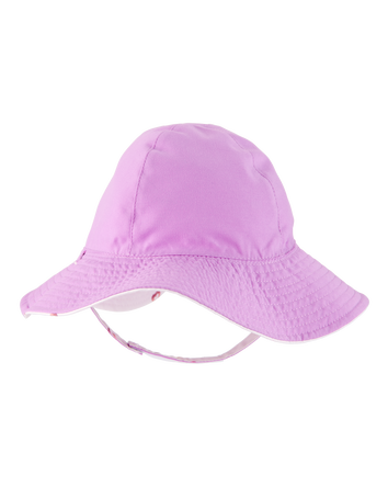 Baby Girl Heart Print Reversible Swim Hat - Purple, 