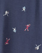 Toddler Boy Football Print PurelySoft Long-Sleeve 2-Piece Pajamas - Navy Blue, image 2 of 4 slides