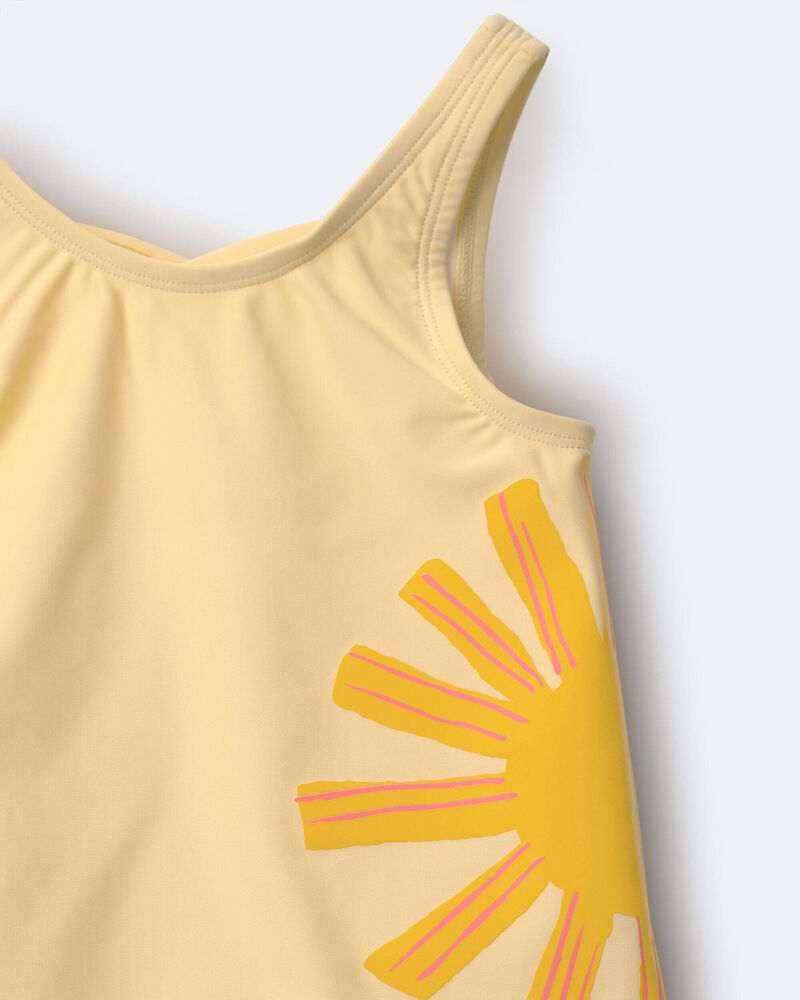 Toddler Girl Scalloped One-Piece Swimsuit in Sun Print - Yellow, image 6 of 6 slides