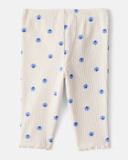 Baby Girl Blueberry Print Cotton Pull-On Pants - Ivory, image 2 of 4 slides