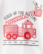 Baby Boy Firetruck Print 100% Cotton Long-Sleeve 4-Piece Pajamas - Red/White, image 2 of 4 slides