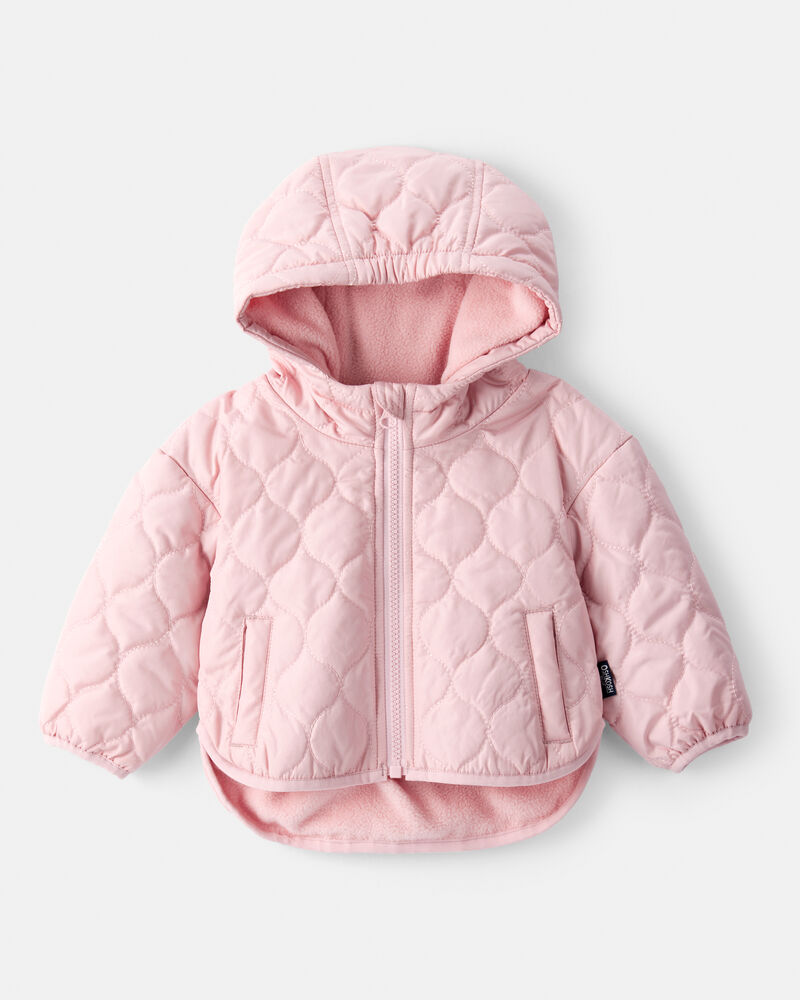 Baby Girl Quilted Long-Sleeve Midweight Jacket - Pink, image 1 of 3 slides